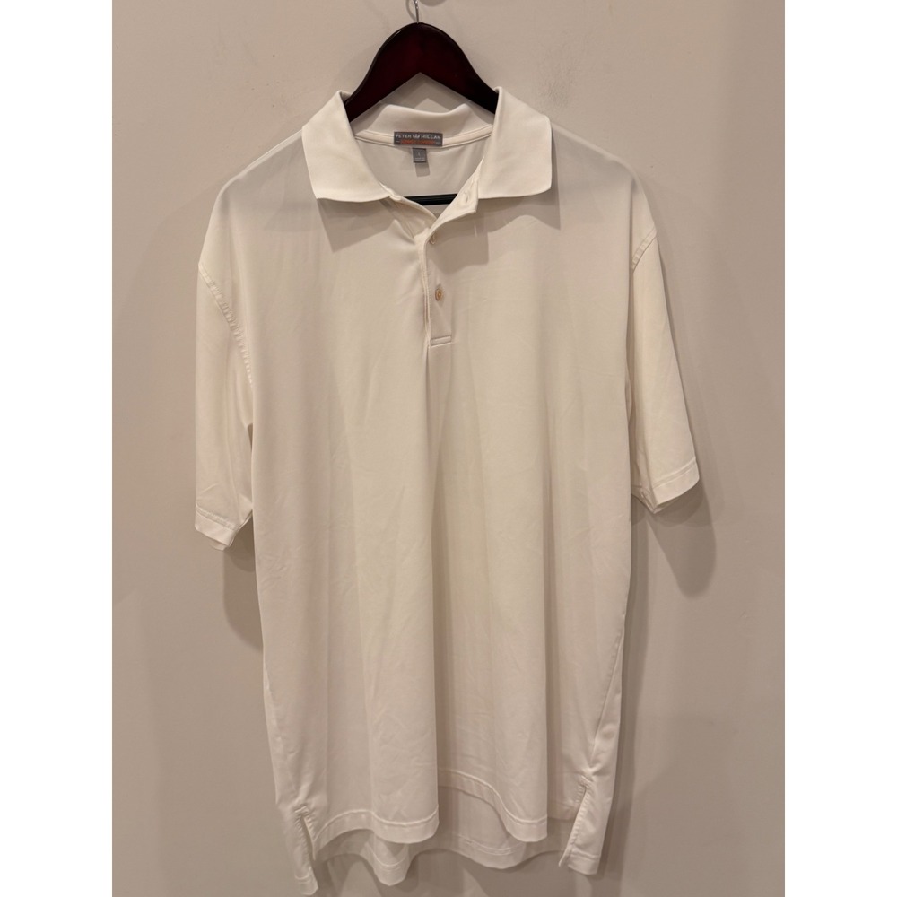 Peter Millar Summer Comfort Golf Polo Mens L White 1894 Shield Logo Performance